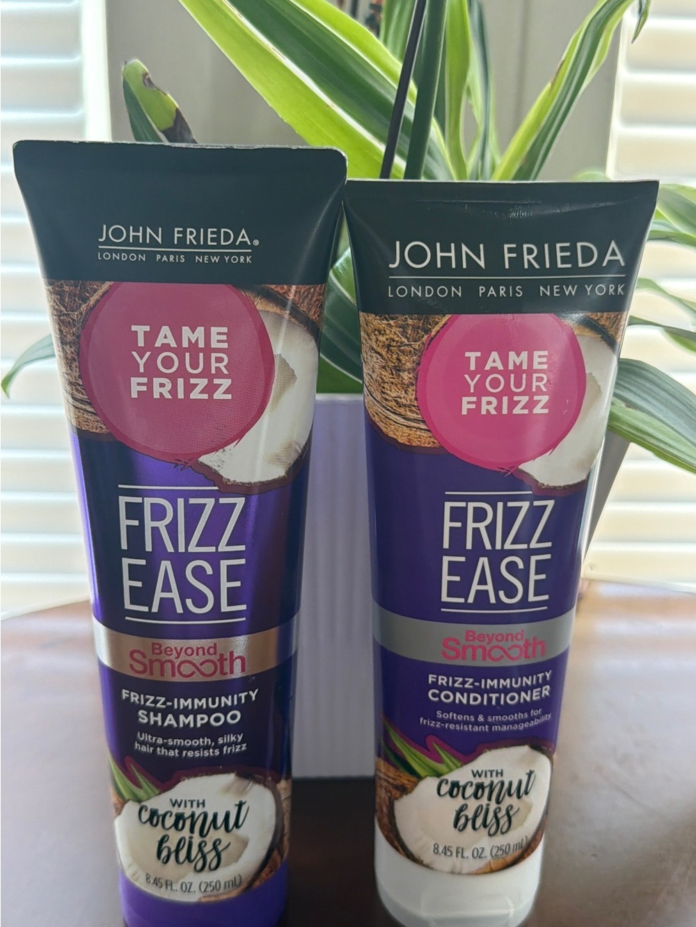 BUNDLE of 2,John Frieda Frizz Ease Beyond Smooth Shampoo & Conditioner - Purple